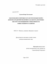 Обоснование ключевых параметров бюджетной и денежно-кредитной политики как целереализующих институтов повышения эффективности общественного развития - тема диссертации по экономике, скачайте бесплатно в экономической библиотеке