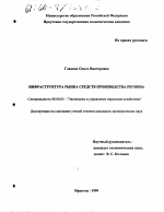 Инфраструктура рынка средств производства региона - тема диссертации по экономике, скачайте бесплатно в экономической библиотеке