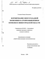 Формирование многоукладной экономики в агропромышленном комплексе Нижегородской области - тема диссертации по экономике, скачайте бесплатно в экономической библиотеке