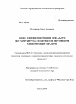 Оценка влияния инвестиций в социальную инфраструктуру на эффективность деятельности хозяйствующих субъектов - тема диссертации по экономике, скачайте бесплатно в экономической библиотеке