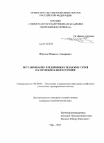Регулирование предпринимательских сетей на муниципальном уровне - тема диссертации по экономике, скачайте бесплатно в экономической библиотеке