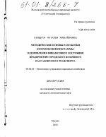 Методические основы разработки комплексной программы оздоровления финансового состояния предприятий городского наземного пассажирского транспорта - тема диссертации по экономике, скачайте бесплатно в экономической библиотеке