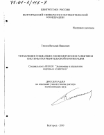 Управление социально-экономическим развитием системы потребительской кооперации - тема диссертации по экономике, скачайте бесплатно в экономической библиотеке