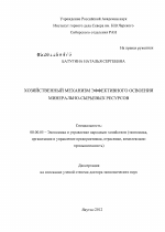 Хозяйственный механизм эффективного освоения минерально-сырьевых ресурсов - тема диссертации по экономике, скачайте бесплатно в экономической библиотеке