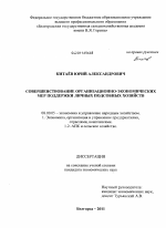 Совершенствование организационно-экономических мер поддержки личных подсобных хозяйств - тема диссертации по экономике, скачайте бесплатно в экономической библиотеке