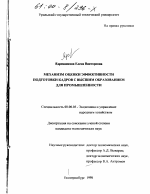 Механизм оценки эффективности подготовки кадров с высшим образованием для промышленности - тема диссертации по экономике, скачайте бесплатно в экономической библиотеке
