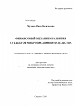 Финансовый механизм развития субъектов микропредпринимательства - тема диссертации по экономике, скачайте бесплатно в экономической библиотеке