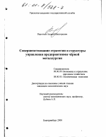 Совершенствование стратегии и управления предприятиями чёрной металлургии - тема диссертации по экономике, скачайте бесплатно в экономической библиотеке