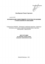 Формирование эффективной структуры управления строительной организацией - тема диссертации по экономике, скачайте бесплатно в экономической библиотеке