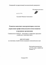 Развитие оценочного инструментария в системе управления профессиональными компетенциями сотрудников организации - тема диссертации по экономике, скачайте бесплатно в экономической библиотеке