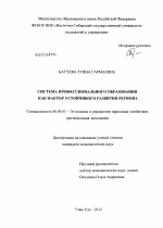 Система профессионального образования как фактор устойчивого развития региона - тема диссертации по экономике, скачайте бесплатно в экономической библиотеке
