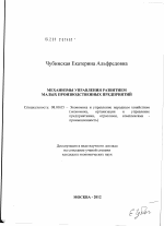 Механизмы управления развитием малых производственных предприятий - тема диссертации по экономике, скачайте бесплатно в экономической библиотеке