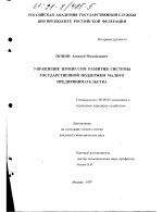 Управление процессом развития системы государственной поддержки малого предпринимательства - тема диссертации по экономике, скачайте бесплатно в экономической библиотеке