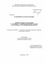 Приоритетные направления устойчивого развития экономики региона - тема диссертации по экономике, скачайте бесплатно в экономической библиотеке
