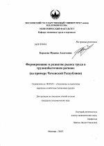 Формирование и развитие рынка труда в трудоизбыточном регионе - тема диссертации по экономике, скачайте бесплатно в экономической библиотеке