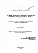 Совершенствование механизма использования и развития кадрового потенциала сетевых компаний - тема диссертации по экономике, скачайте бесплатно в экономической библиотеке