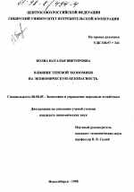 Влияние теневой экономики на экономическую безопасность - тема диссертации по экономике, скачайте бесплатно в экономической библиотеке