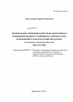 Формирование экономической среды эффективного функционирования и устойчивого развития малых предприятий в сельском хозяйстве региона - тема диссертации по экономике, скачайте бесплатно в экономической библиотеке