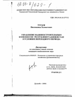 Управление машиностроительным комплексом Республики Таджикистан в условиях переходного периода - тема диссертации по экономике, скачайте бесплатно в экономической библиотеке