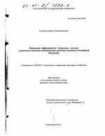 Повышение эффективности бюджетных методов управления социально-экономическим развитием регионов в Российской Федерации - тема диссертации по экономике, скачайте бесплатно в экономической библиотеке