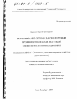 Формирование оптимального портфеля производственных инвестиций энергетического объединения - тема диссертации по экономике, скачайте бесплатно в экономической библиотеке