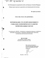 Формирование стратегий эффективного социально-экономического развития территориальных систем - тема диссертации по экономике, скачайте бесплатно в экономической библиотеке