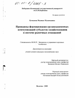 Принципы формирования организационных коммуникаций субъектов хозяйствования в системе рыночных отношений - тема диссертации по экономике, скачайте бесплатно в экономической библиотеке