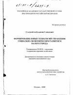 Формирование новых технологий управления социально-экономическим развитием малого города - тема диссертации по экономике, скачайте бесплатно в экономической библиотеке