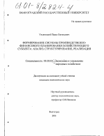 Формирование системы производственно-финансового планирования хозяйствующего субъекта: анализ, структурирование, реализация - тема диссертации по экономике, скачайте бесплатно в экономической библиотеке