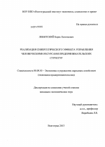 Реализация синергетического эффекта управления человеческими ресурсами предпринимательских структур - тема диссертации по экономике, скачайте бесплатно в экономической библиотеке