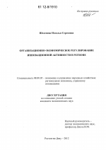 Организационно-экономическое регулирование инновационной активности в регионе - тема диссертации по экономике, скачайте бесплатно в экономической библиотеке