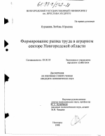 Формирование рынка труда в аграрном секторе Новгородской области - тема диссертации по экономике, скачайте бесплатно в экономической библиотеке