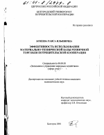 Эффективность использования материально-технической базы розничной торговли потребительской кооперации - тема диссертации по экономике, скачайте бесплатно в экономической библиотеке