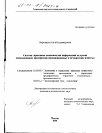 Система управления экономической информацией на уровне промышленного предприятия - тема диссертации по экономике, скачайте бесплатно в экономической библиотеке
