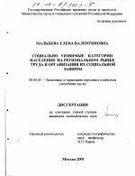 Социально уязвимые категории населения на рынке труда и организация их социальной защиты - тема диссертации по экономике, скачайте бесплатно в экономической библиотеке
