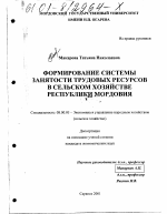 Формирование системы занятости трудовых ресурсов в сельском хозяйстве Республики Мордовия - тема диссертации по экономике, скачайте бесплатно в экономической библиотеке