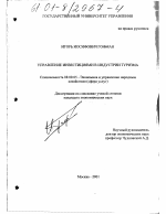 Управление инвестициями в индустрии туризма - тема диссертации по экономике, скачайте бесплатно в экономической библиотеке