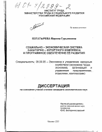 Социально-экономическая система санаторно-курортного комплекса и программное обеспечение ее развития - тема диссертации по экономике, скачайте бесплатно в экономической библиотеке