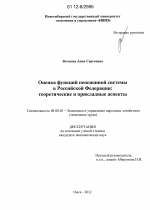 Оценка функций пенсионной системы в Российской Федерации - тема диссертации по экономике, скачайте бесплатно в экономической библиотеке