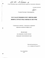Государственное регулирование инфраструктуры сферы культуры - тема диссертации по экономике, скачайте бесплатно в экономической библиотеке
