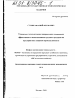 Социально-экономические направления повышения эффективности использования трудовых ресурсов на предприятиях пищевой промышленности - тема диссертации по экономике, скачайте бесплатно в экономической библиотеке