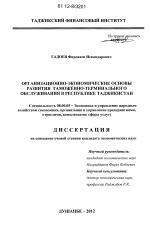 Организационно-экономические основы развития таможенно-терминального обслуживания в Республике Таджикистан - тема диссертации по экономике, скачайте бесплатно в экономической библиотеке