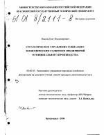 Стратегическое управление социально-экономическим развитием предприятий муниципального производства - тема диссертации по экономике, скачайте бесплатно в экономической библиотеке