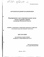 Формирование и регулирование рынка труда малых и средних городов - тема диссертации по экономике, скачайте бесплатно в экономической библиотеке