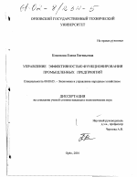 Управление эффективностью функционирования промышленных предприятий - тема диссертации по экономике, скачайте бесплатно в экономической библиотеке