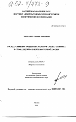 Государственная поддержка малого и среднего бизнеса в странах Центральной и Восточной Европы - тема диссертации по экономике, скачайте бесплатно в экономической библиотеке