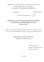 Управление малым промышленным предприятием на основе сбалансированной системы показателей - тема диссертации по экономике, скачайте бесплатно в экономической библиотеке