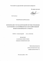 Формирование учетно-контрольной системы управления залоговыми и гарантийными фактами хозяйственной жизни экономического субъекта - тема диссертации по экономике, скачайте бесплатно в экономической библиотеке