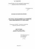 Система управления кластерными объединениями организаций - тема диссертации по экономике, скачайте бесплатно в экономической библиотеке