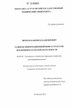 Развитие информационной инфраструктуры предпринимательской деятельности - тема диссертации по экономике, скачайте бесплатно в экономической библиотеке